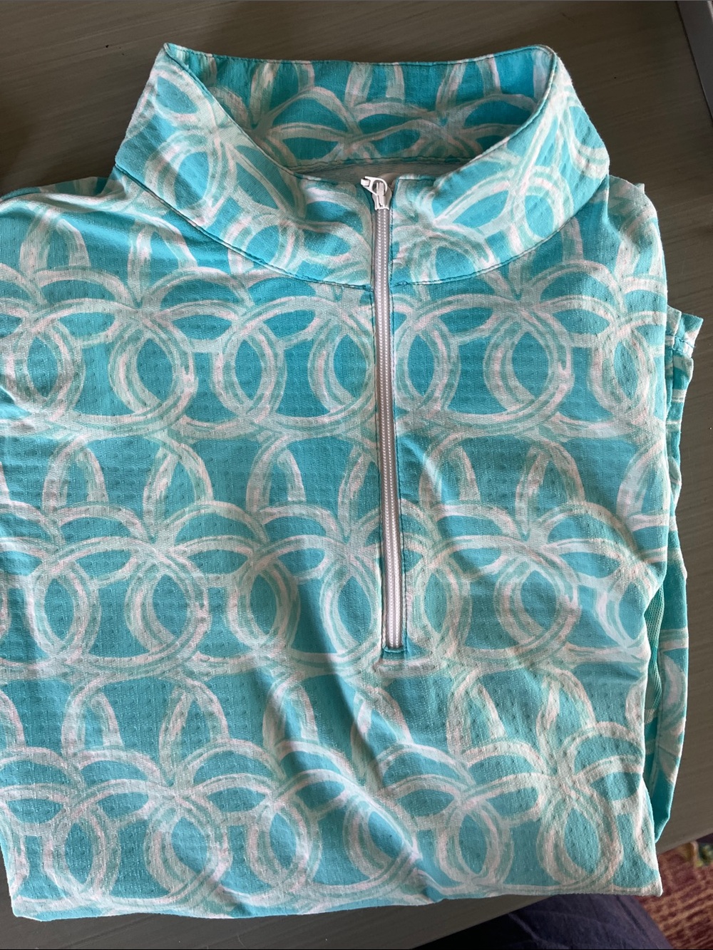 Ibkul 1/4 zip Small Blue Rings Long Sleeve Top